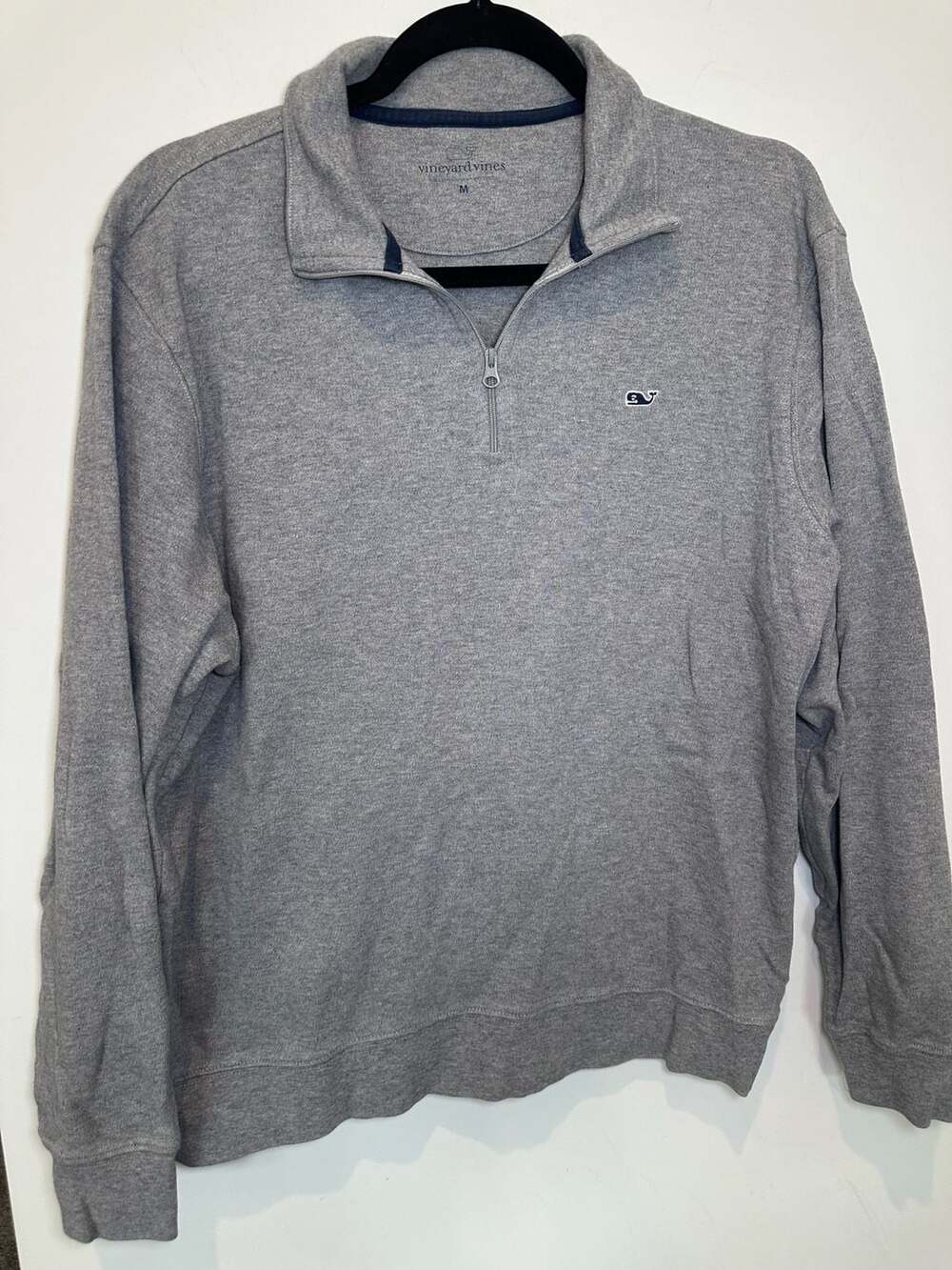 Vineyard Vines Saltwater Quarter-Zip Sweater Size M Gray Cotton